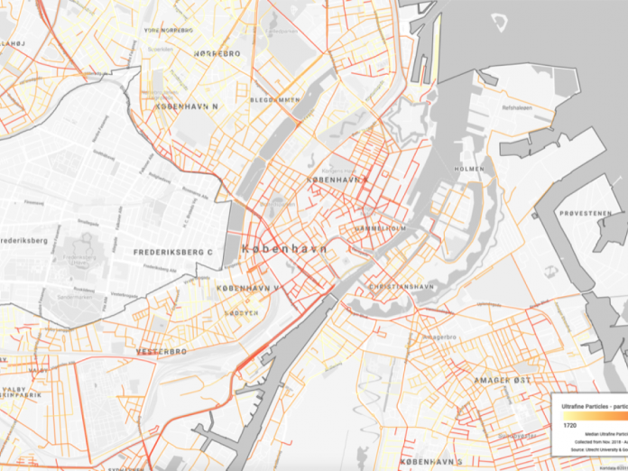 Kort over luftforurening i København.